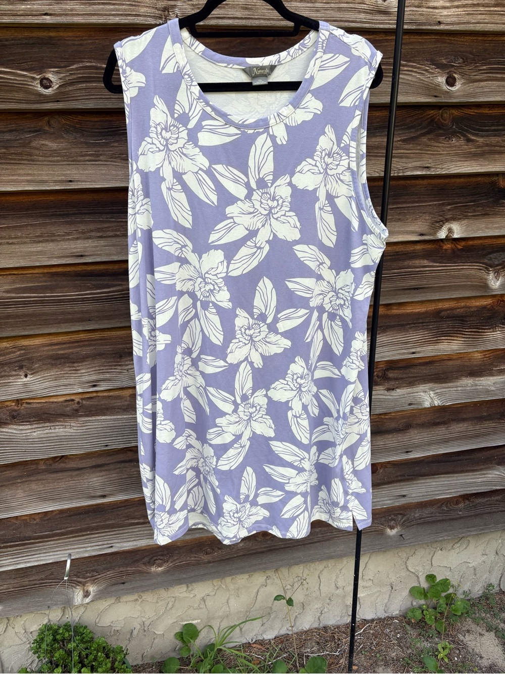 Natural Reflections Lavender and White Floral Tank Top Dress